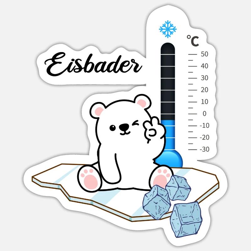 Eisbader Eisbär abhärten im Eisbad Winterbader Sticker Größe S (10 x 10 cm)
