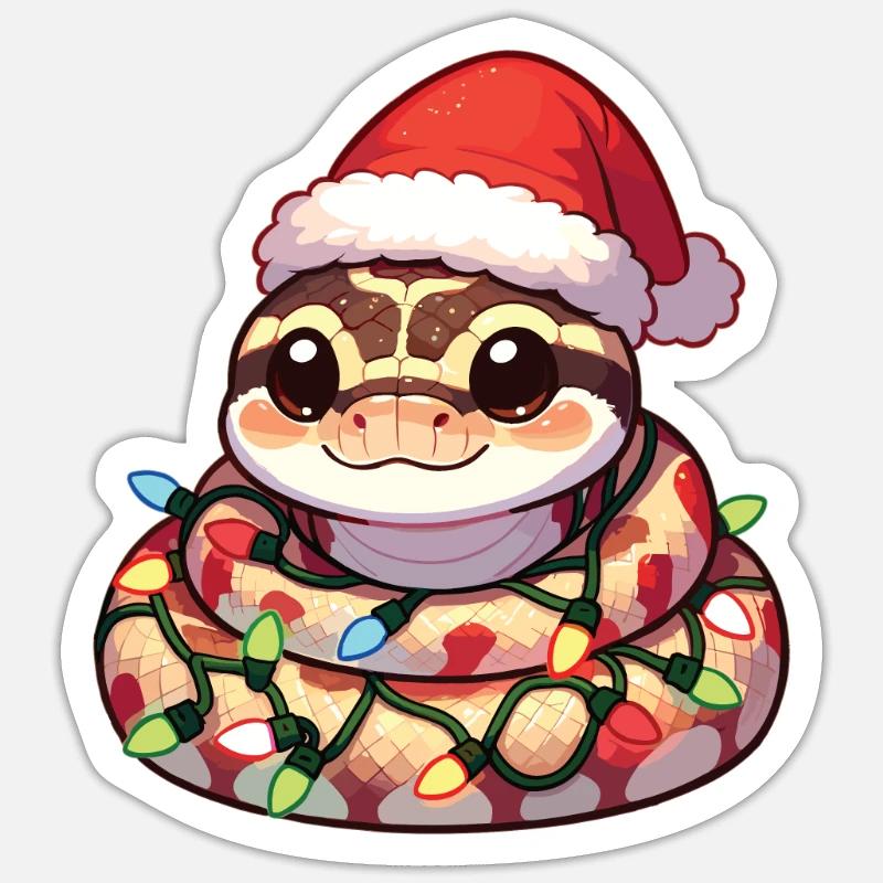 Weihnachtsmütze Weihnachten Lichterkette Python Sticker Größe S (10 x 10 cm)