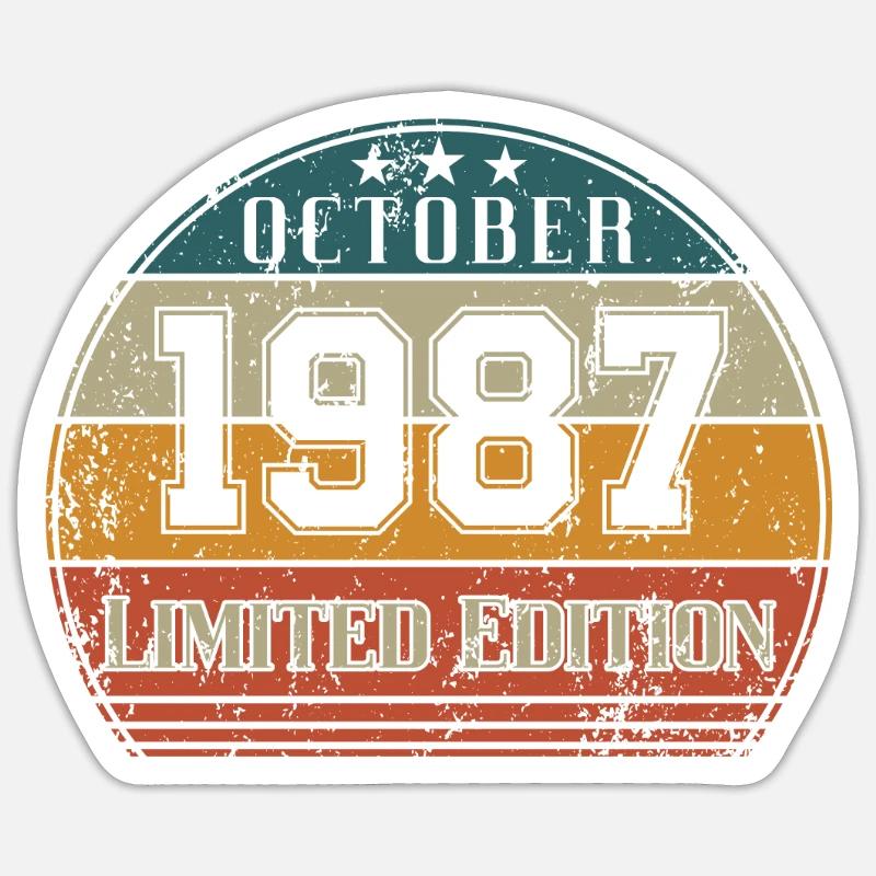 Anniversaire - Édition limitée octobre 1987 - Sticker taille S (10 x 10 cm) - blanc mat
