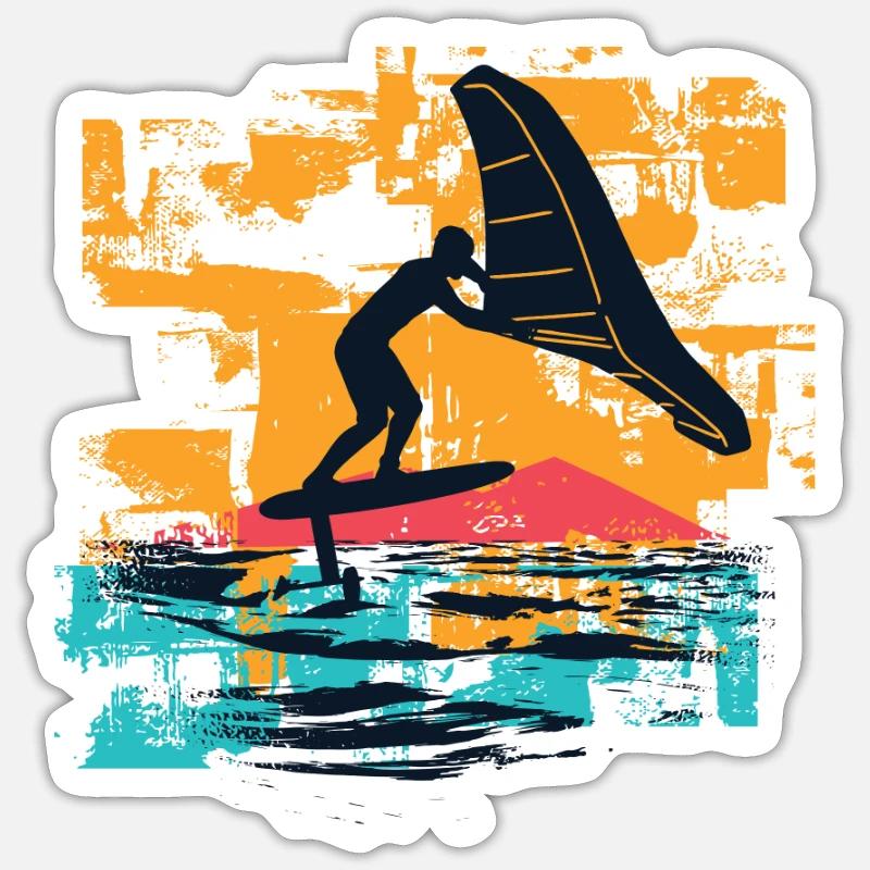 Wingfoil Surfer Wingfoiling Hydrofoil Kitefoil - Sticker taille S (10 x 10 cm) - blanc mat