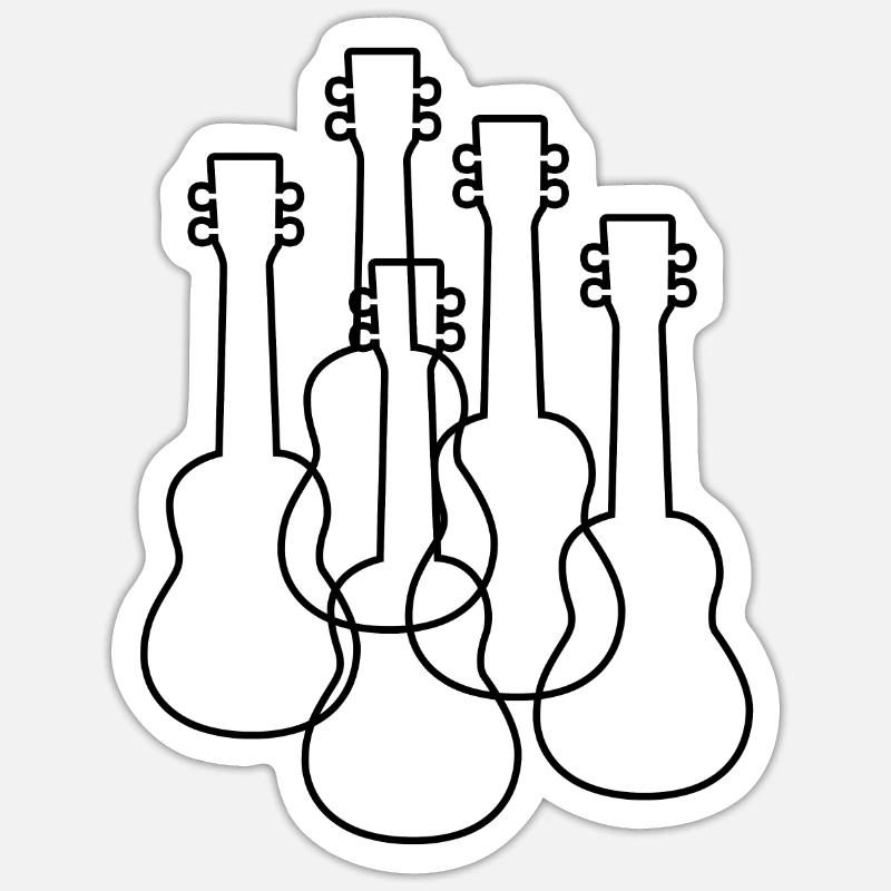 Ukulélés - Sticker taille S (10 x 10 cm) - blanc mat