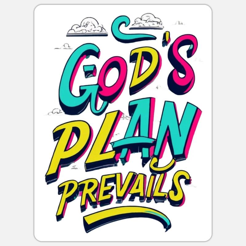 Gods plan prevails: Christian Message - Sticker size S (10 x 10 cm) - white matte
