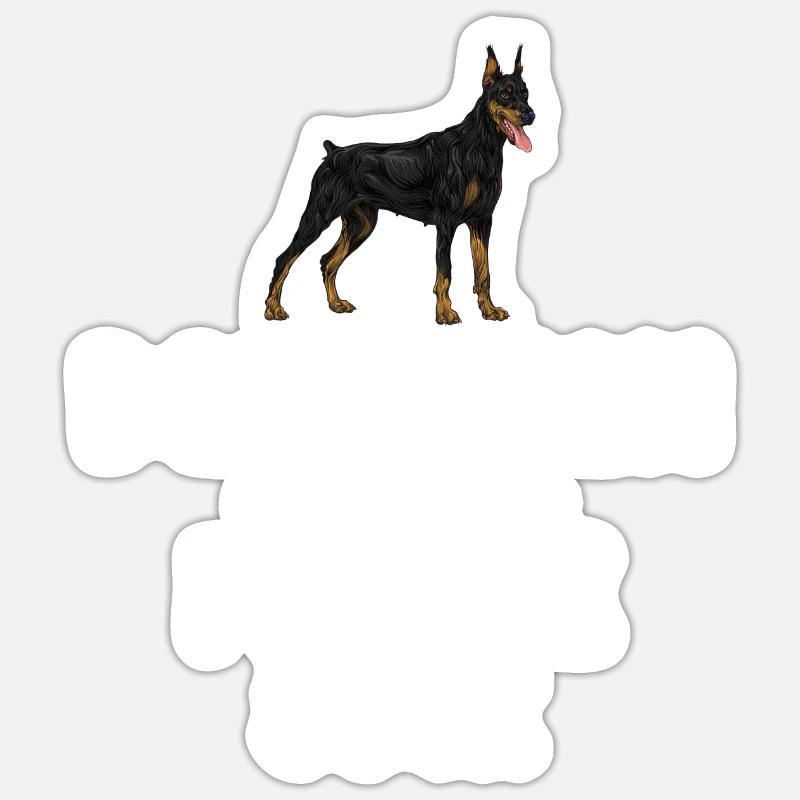 Dobermans, parce que les gens - Sticker taille S (10 x 10 cm) - blanc mat