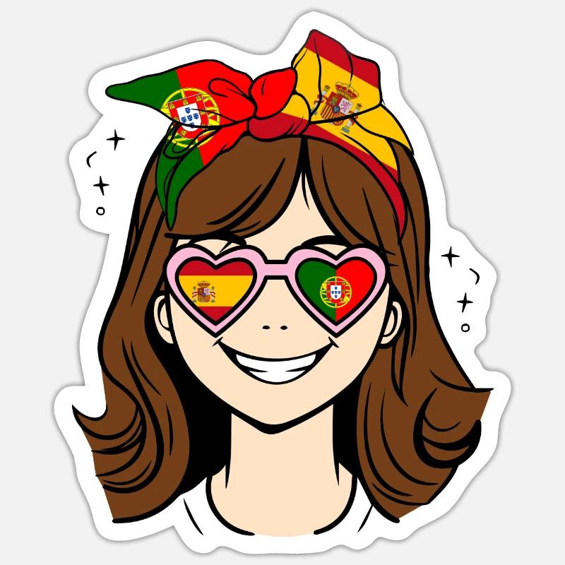 Halb Portugiesisch, Halb Spanisch kleines Mädchen Spanien Sticker Größe S (10 x 10 cm)
