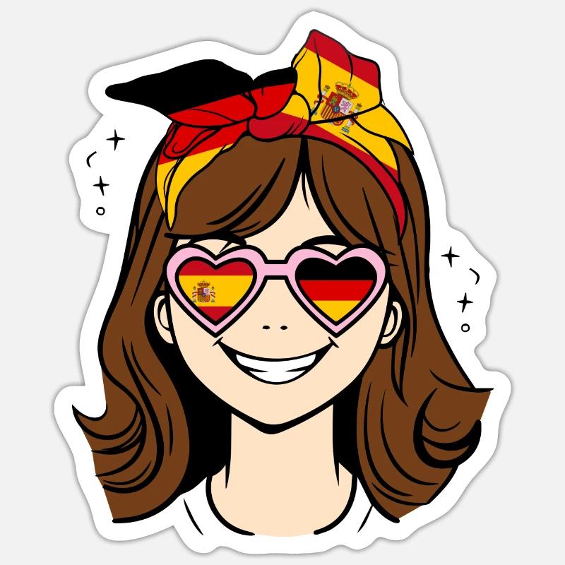 Halb Deutsch, halb Spanisch kleines Mädchen, Spanien Sticker Größe S (10 x 10 cm)