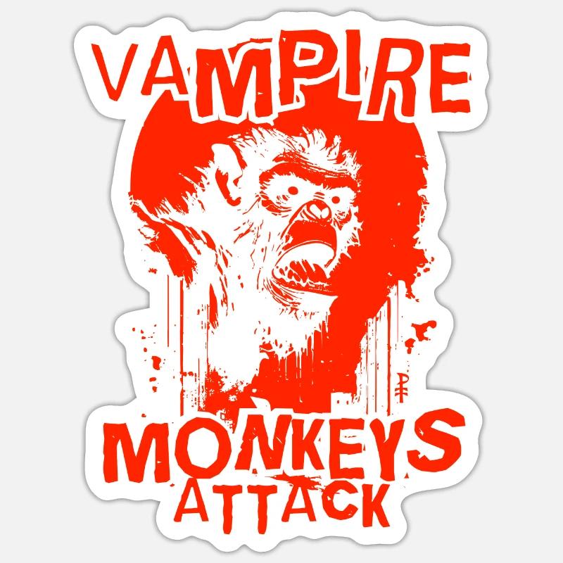 Vampire Monkey Attack - Sticker size S (10 x 10 cm) - white matte