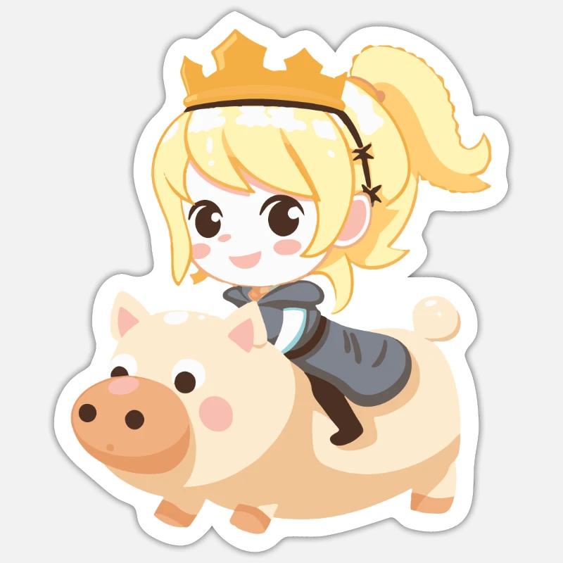 Conte de fées de princesse cochon Sticker taille S (10 x 10 cm)