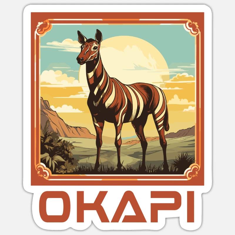 Okapi coucher de soleil Animal Sticker taille S (10 x 10 cm)