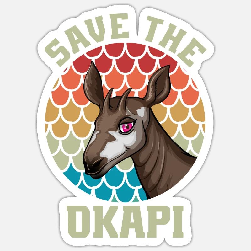 Okapi coucher de soleil Animal - Sticker taille S (10 x 10 cm) - blanc mat