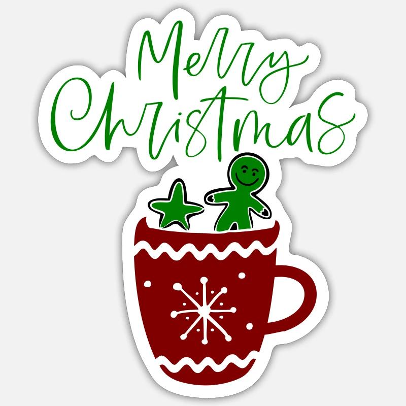 Joyeux Noël, Biscuits - Sticker taille S (10 x 10 cm) - blanc mat