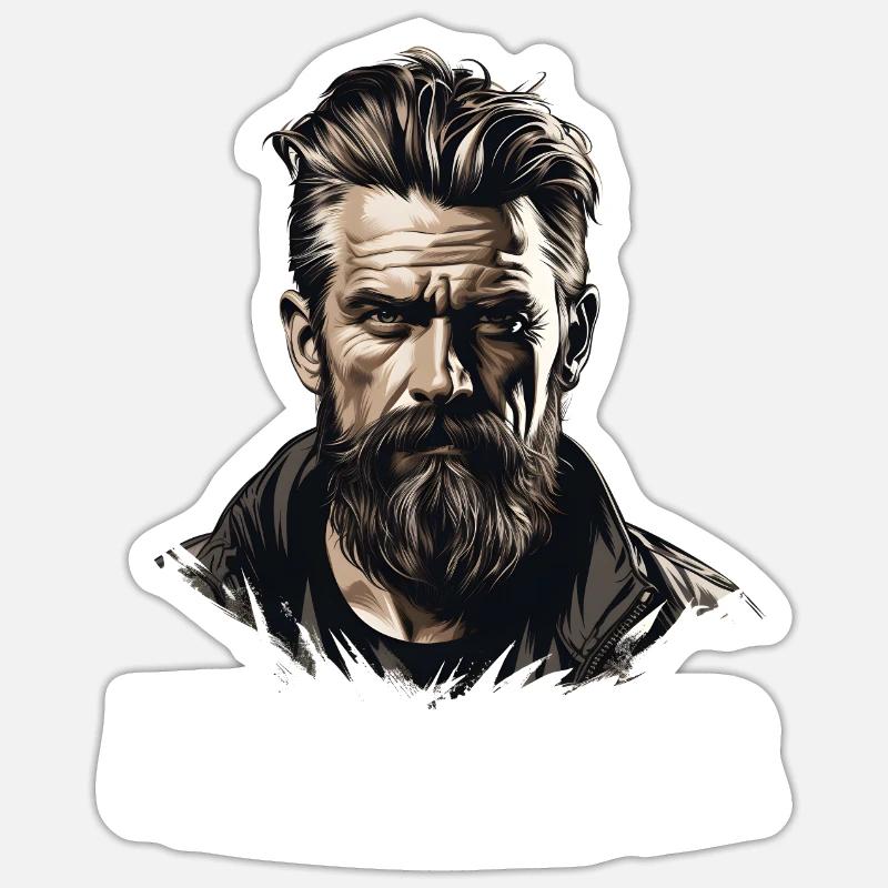 Lustiger Bart Spruch Wikinger Bartträger - Sticker Größe S (10 x 10 cm) - Mattweiß