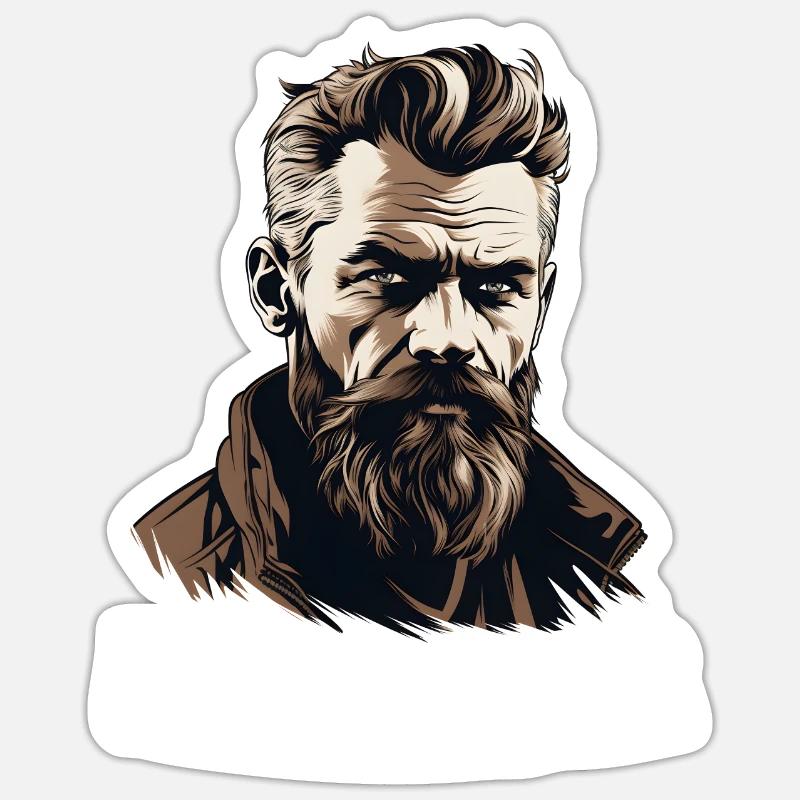 Wikinger Bartträger Lustiger Bart Spruch Sticker Größe S (10 x 10 cm)