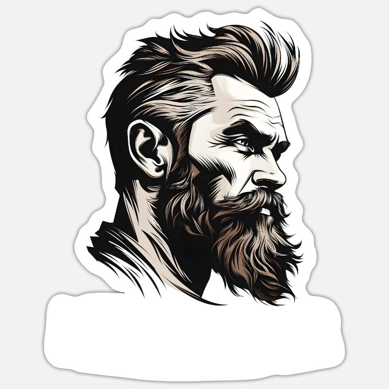 Lustiger Bart Spruch Unrasierbar Wikinger - Sticker Größe S (10 x 10 cm) - Mattweiß