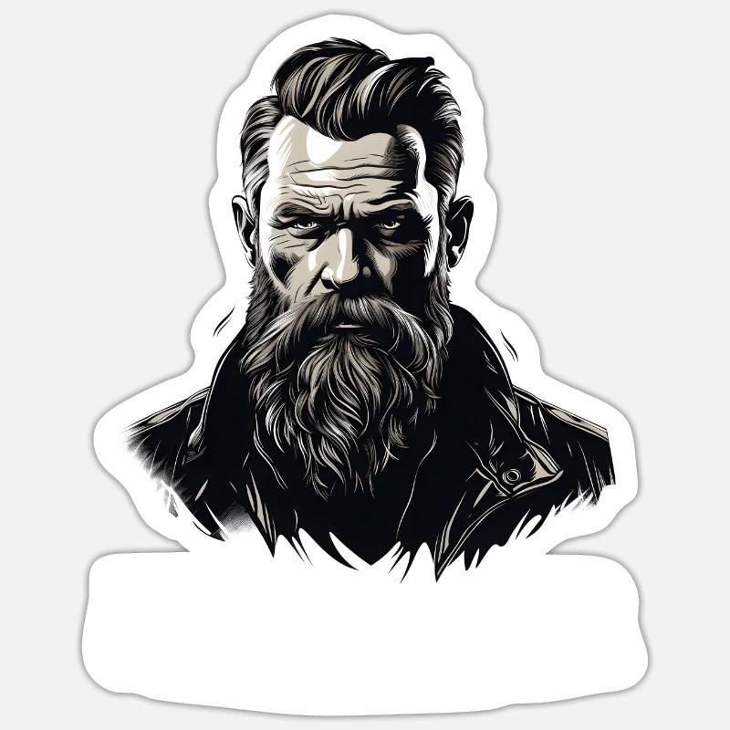 Wikinger Bartträger Lustiger Bart Spruch - Sticker Größe S (10 x 10 cm) - Mattweiß