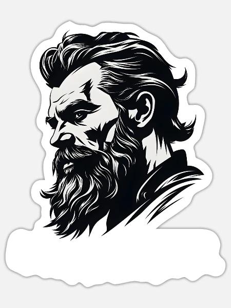 Lustiger Bart Spruch Unrasierbar Wikinger - Sticker Größe S (10 x 10 cm) - Mattweiß