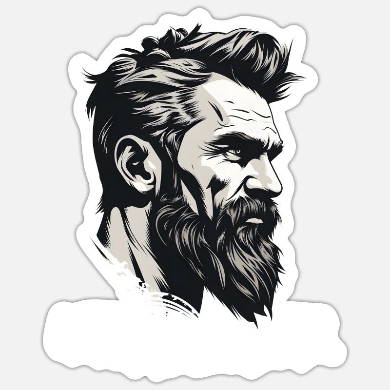 Wikinger Bartträger Lustiger Bart Spruch - Sticker Größe S (10 x 10 cm) - Mattweiß