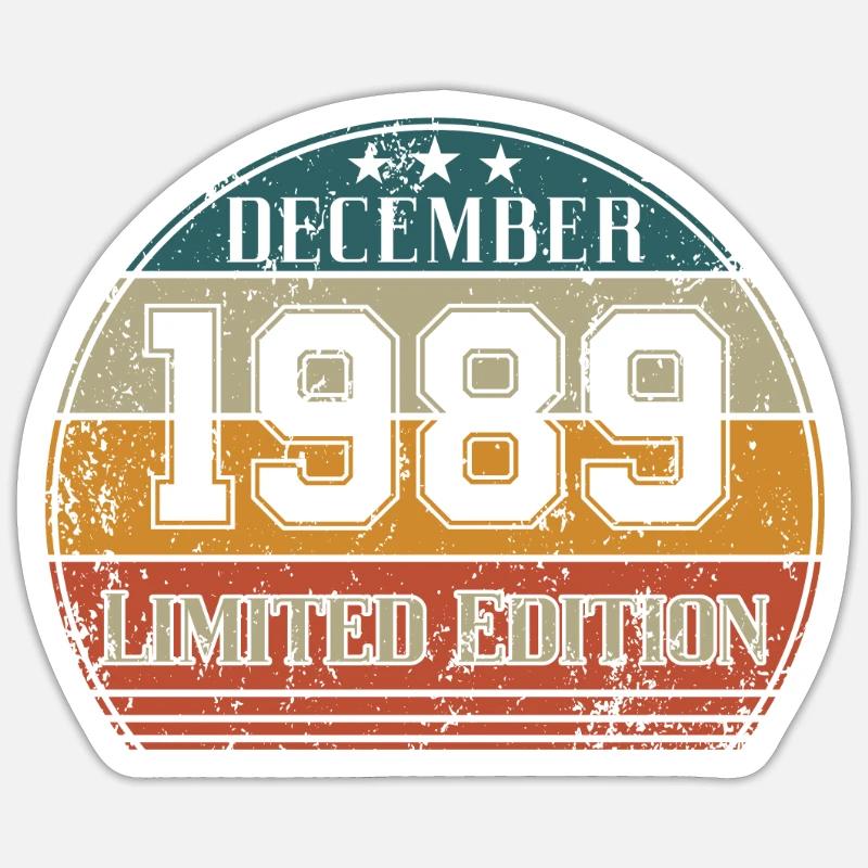 Anniversaire - Edition Limitée Décembre 1989 - Sticker taille S (10 x 10 cm) - blanc mat