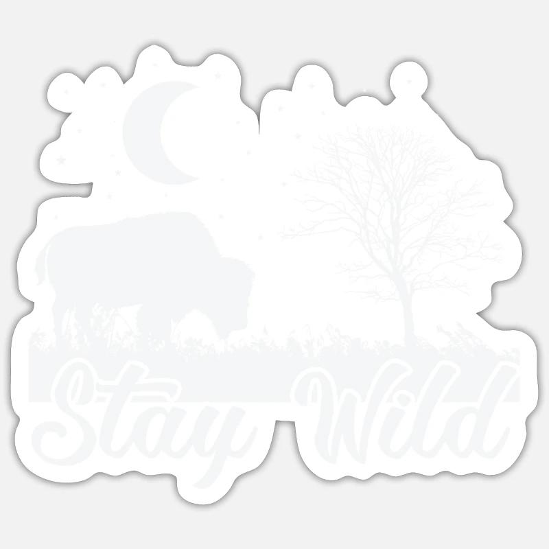 Restez un animal de bison sauvage - Sticker taille S (10 x 10 cm) - blanc mat