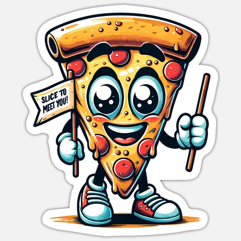 PizzaSlice - Sticker Größe S (10 x 10 cm) - Mattweiß