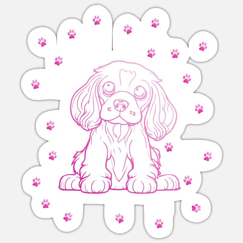 Cocker Spaniel mit kleinen Pfoten - Sticker Größe S (10 x 10 cm) - Mattweiß