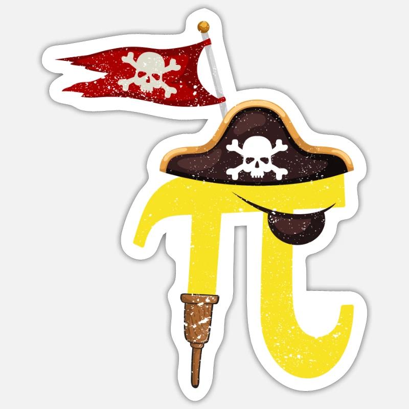 Pi Day Pirate Math Geek Math Numéro Nerd Sticker taille S (10 x 10 cm)