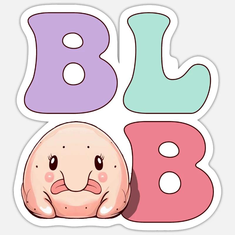 Drôle de poisson blob - Sticker taille S (10 x 10 cm) - blanc mat