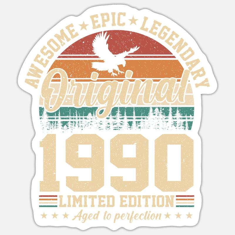 1990 - Ein legendäres Jahr - Sticker Größe S (10 x 10 cm) - Mattweiß