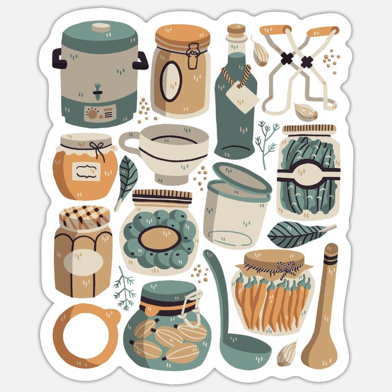 Einmachen, Einkochen, Fermentieren - Sticker Größe S (10 x 10 cm) - Mattweiß