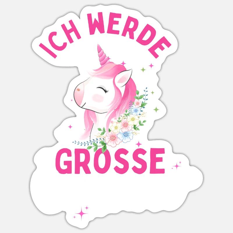 Ich werde große Cousine 2024 Einhorn Loading Süß Sticker Größe S (10 x 10 cm)