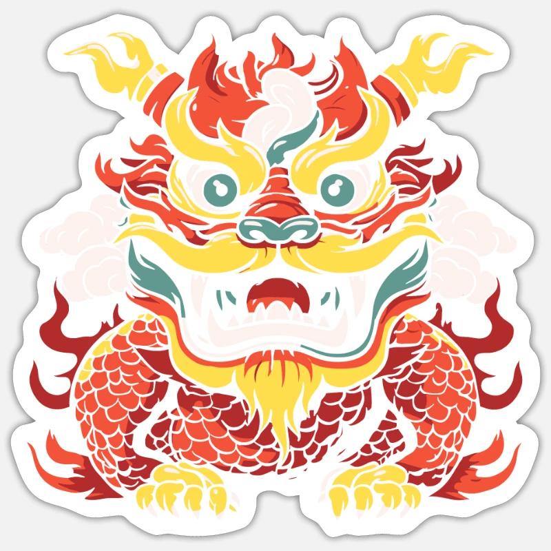 Année du Dragon 2024 - Sticker taille S (10 x 10 cm) - blanc mat