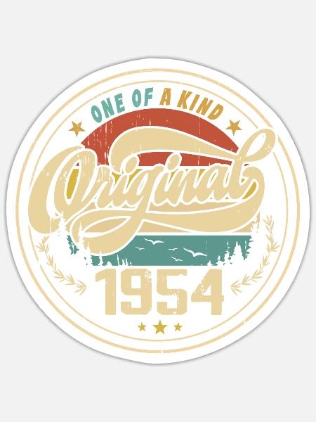 Original 1954 Jahrgang - 1954 Geburtstagsgeschenk - Sticker Größe S (10 x 10 cm) - Mattweiß