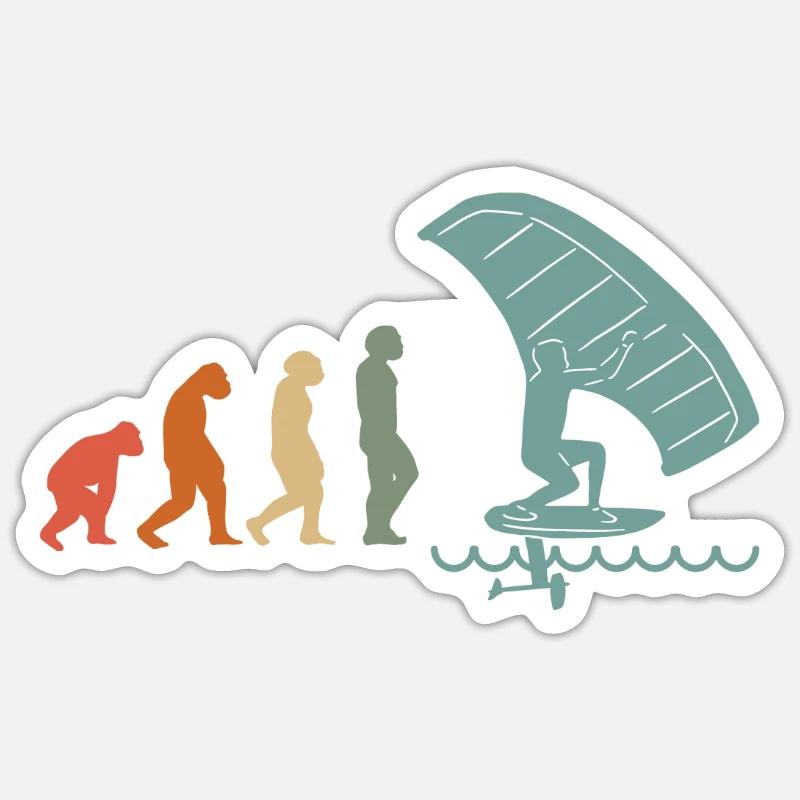 Wingfoil Surfer Wingfoiling Hydrofoil Evolution Sticker taille S (10 x 10 cm)