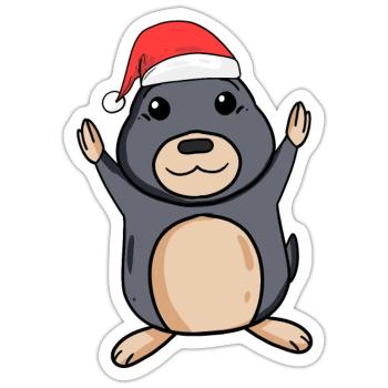 Maulwurf Weihnachten - Sticker Größe S (10 x 10 cm) - Mattweiß - Vorne