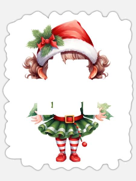 Friseurin Elfe Lustiger Elf Weihnachtsoutfit - Sticker Größe S (10 x 10 cm) - Mattweiß