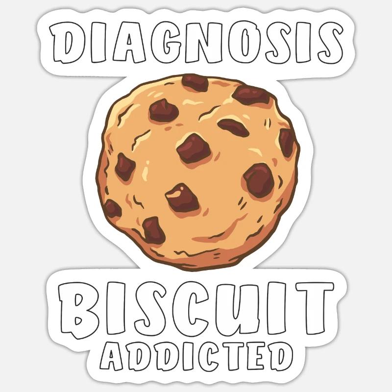 DIAGNOSTIC BISCUIT ADDICTED - Sticker taille S (10 x 10 cm) - blanc mat
