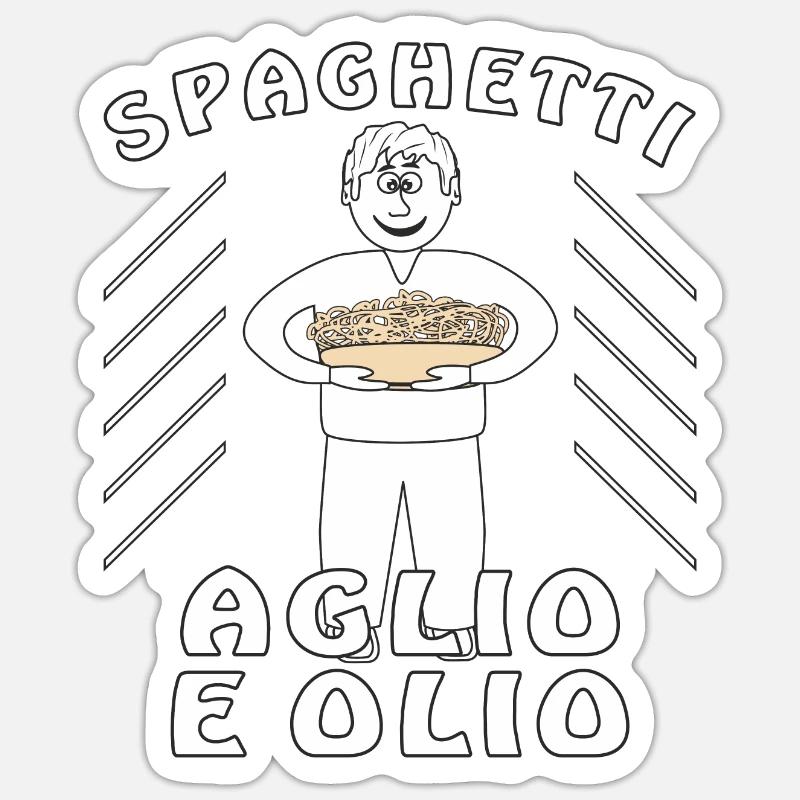 SPAGHETTI AGLIO E OLIO - Sticker size S (10 x 10 cm) - white matte