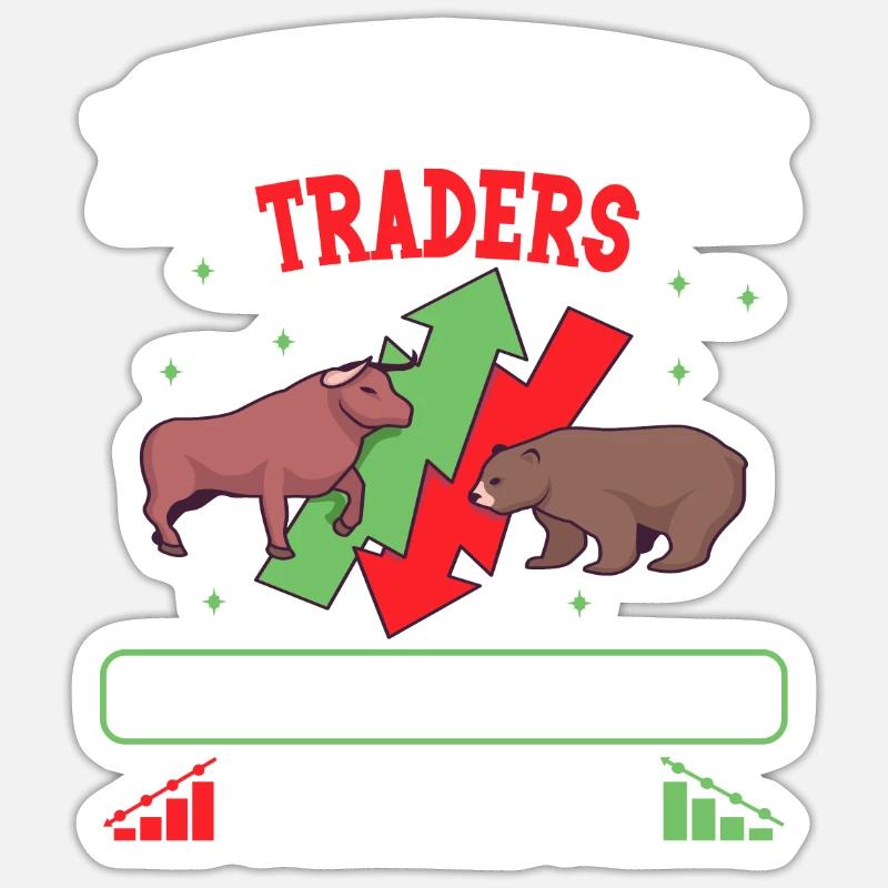 Traders d’actions, Traders Forex, Trading d’investisseurs - Sticker taille S (10 x 10 cm) - blanc mat