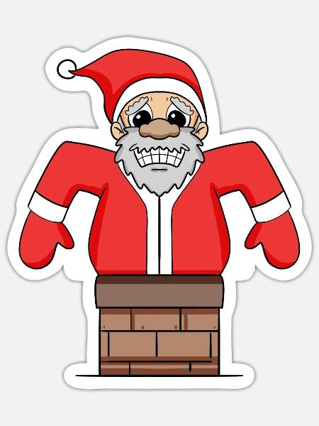 Weihnachtsmann steckt fest - Sticker Größe S (10 x 10 cm) - Mattweiß