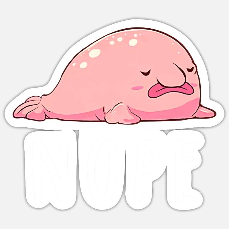 Drôle de poisson blob - Sticker taille S (10 x 10 cm) - blanc mat