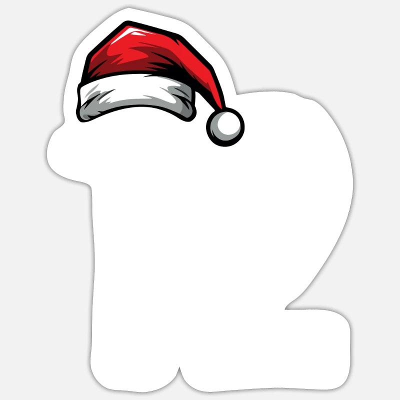 12 Numéro de Noël - Sticker taille S (10 x 10 cm) - blanc mat