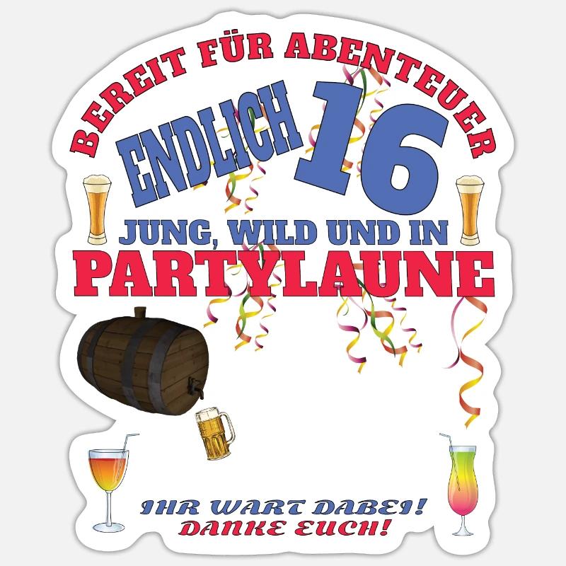 16. Geburtstag Mädchen & Junge Gästebuch Sticker Größe S (10 x 10 cm)