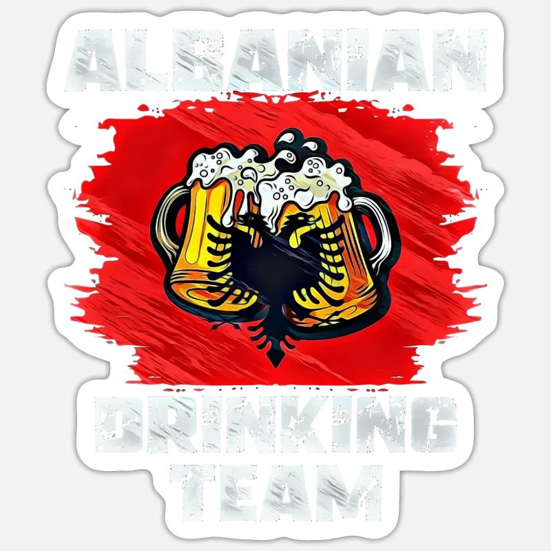Équipe de beuverie d’Albanie - Sticker taille S (10 x 10 cm) - blanc mat