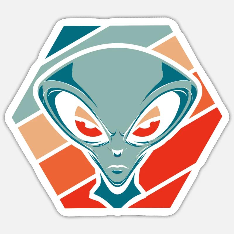 Alien Außerirdischer - Sticker taille S (10 x 10 cm) - blanc mat