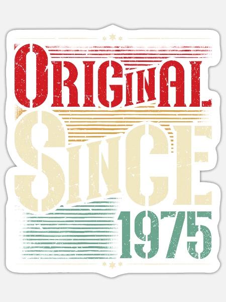 1975 Jahrgang Geburtstag Retro Vintage Geschenk - Sticker Größe S (10 x 10 cm) - Mattweiß