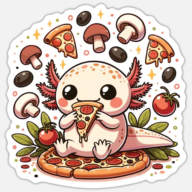 Snaxolotl oder Pizzalotl Axolotl liebt Pizza Sticker Größe S (10 x 10 cm)