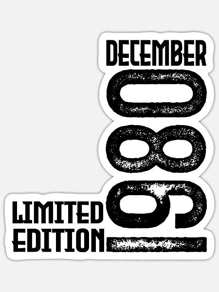 Dezember 1980 Geschenk zum Jahrestag. Dezember 1980. - Sticker Größe S (10 x 10 cm) - Mattweiß