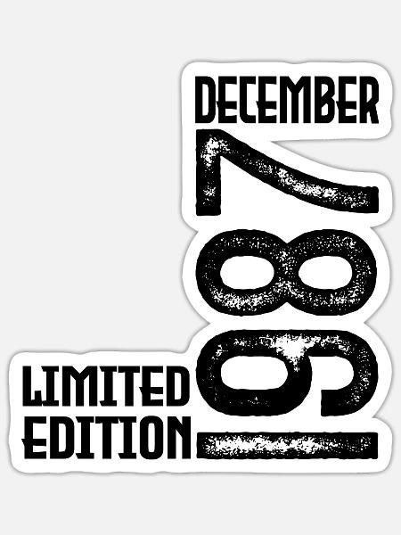 Geburtstagsgeschenk Dezember 1987. Dezember 1987. - Sticker Größe S (10 x 10 cm) - Mattweiß