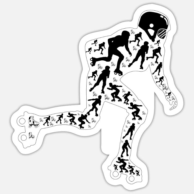 Roller Skating Silhouette Roller Skater Silhouette Sticker Größe S (10 x 10 cm)
