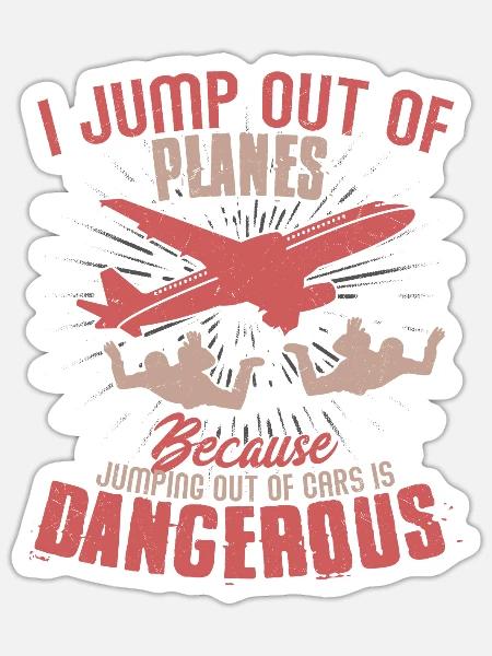 Je saute d’un parachute de parachutiste d’avion - Sticker taille S (10 x 10 cm) - blanc mat