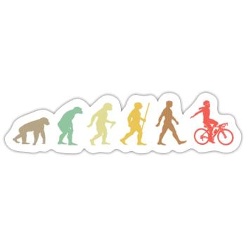 Fahrrad Retro Cycling Evolution Fahrrad - Sticker Größe S (10 x 10 cm) - Mattweiß - Vorne